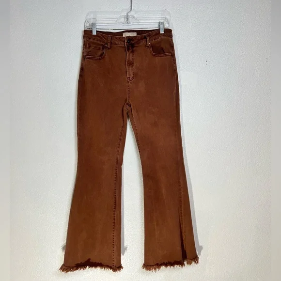 Risen “Utopia” High Waisted Distressed Hem Flare Jeans Size 13/31 - Picture 3 of 9